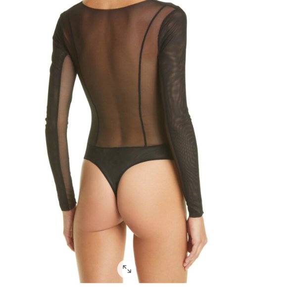 NWT Kathryn Bowen Button-Up Mesh Bodysuit Black Size 4 - Picture 2 of 7